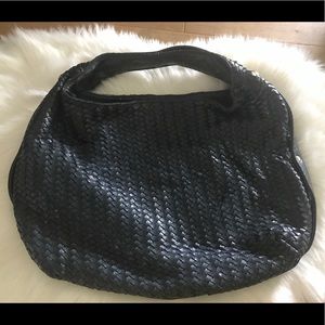 Navy Woven Handbag